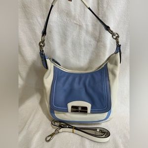 Coach blue and white shoulder purse